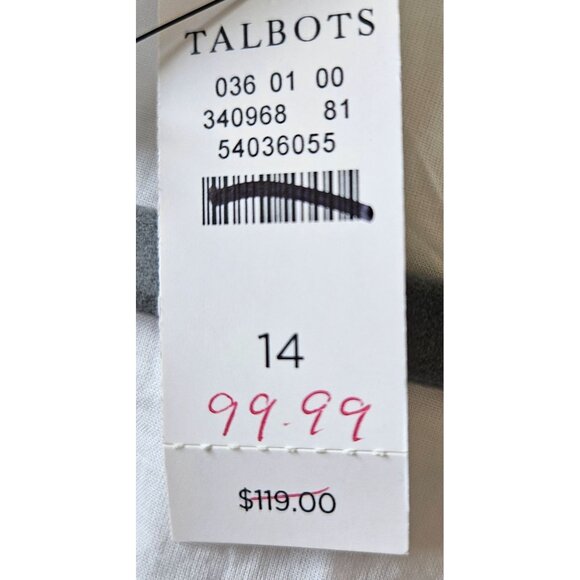 Talbots Woman NWT Size 14 White Gauzy Dress Black Embroidered Neckline Beachy - Picture 7 of 9